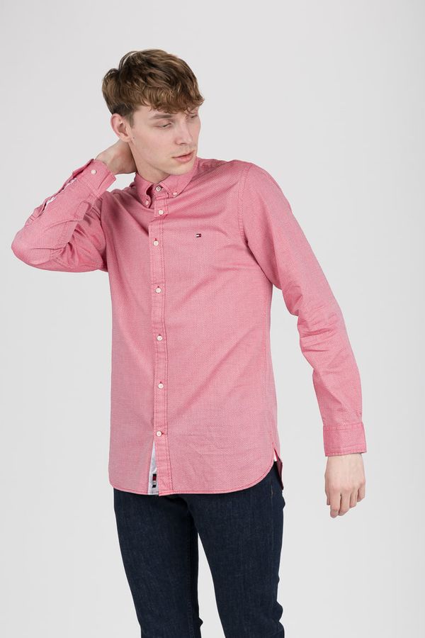 Tommy Hilfiger Tommy Hilfiger Shirt - SLIM FLEX DOBBY SHIRT red-white