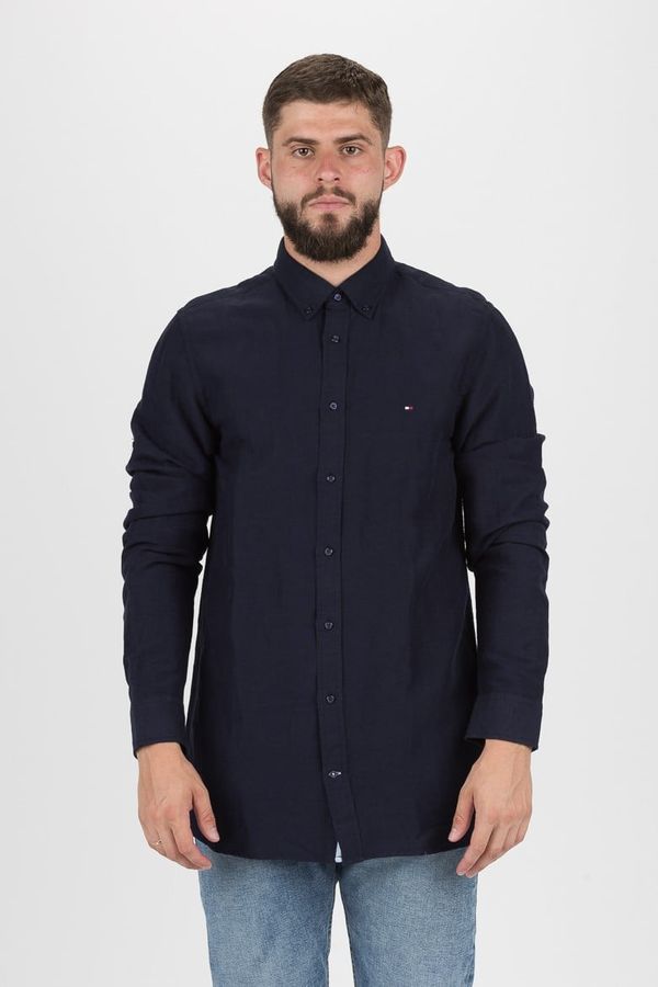 Tommy Hilfiger Tommy Hilfiger Shirt - SLIM LINEN VISCOSE SHIRT dark blue