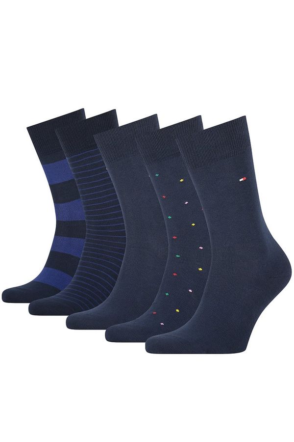 Tommy Hilfiger Tommy Hilfiger Socks - TH MEN SOCK 5P TIN GIFTBOX STRIPE AND DOT blue