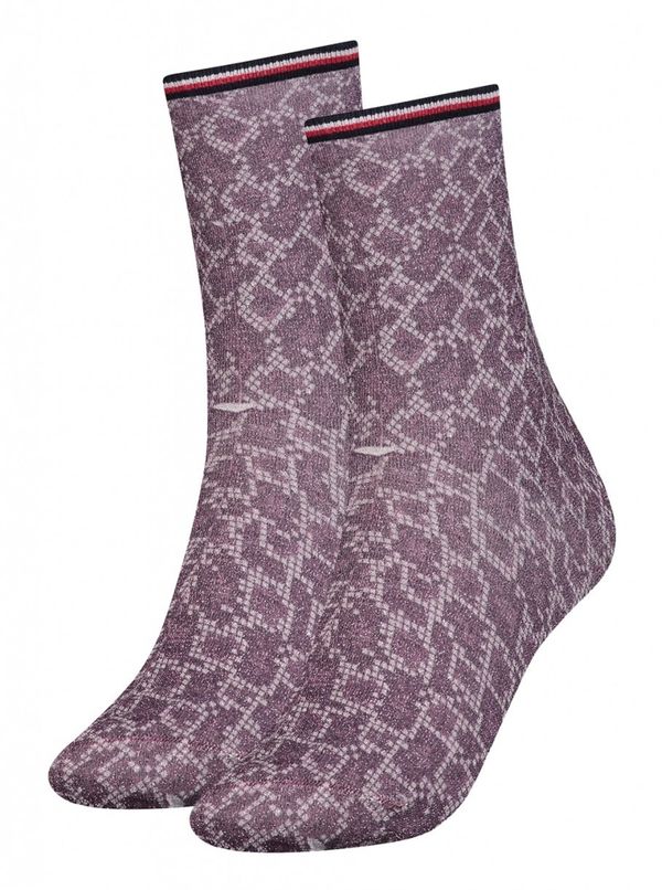 Tommy Hilfiger Tommy Hilfiger Socks - TH WOMEN SOCK 1P SNAKE LUREX burgundy