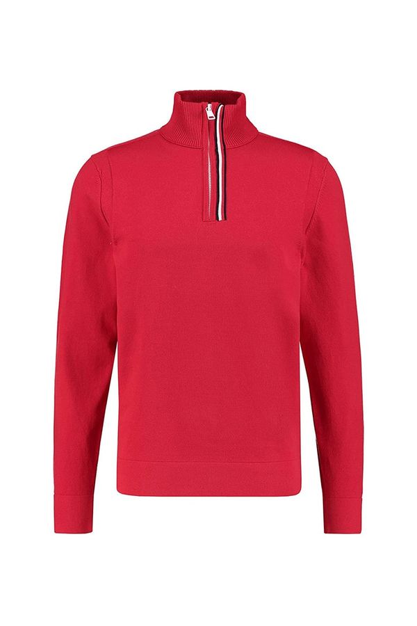 Tommy Hilfiger Tommy Hilfiger Sweater - GLOBAL STRIPE BRANDED ZIPPER MOCK red