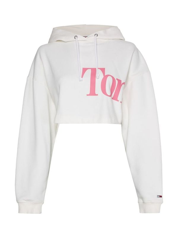 Tommy Hilfiger Tommy Jeans Sweatshirt - TJW SUPER CROP BOLD TOMMY HOODIE white