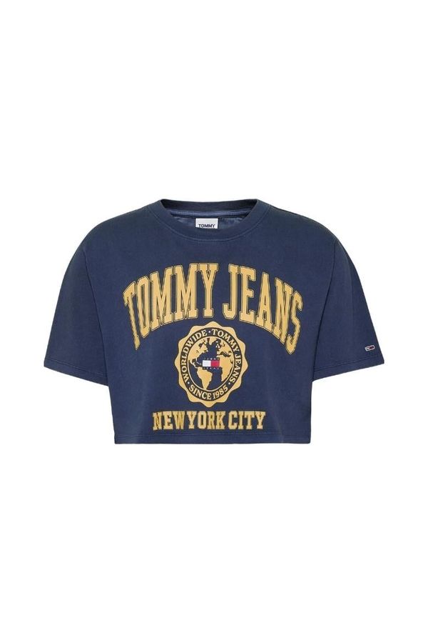 Tommy Hilfiger Jeans Tommy Jeans T-Shirt - TJW SUPER CROP COLLEGE LOGO SS blue