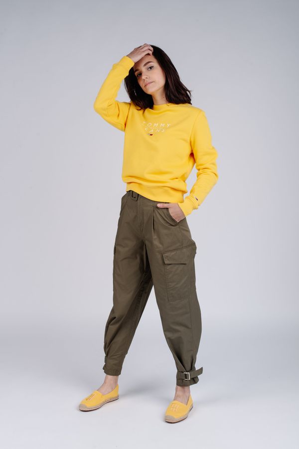 Tommy Hilfiger Tommy Jeans Trousers - TJW HIGH RISE BELTED PANT olive