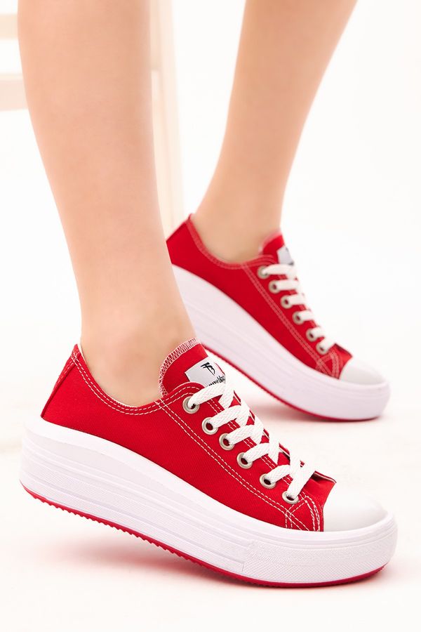 Tonny Black Tonny Black Women's Red Comfortable Fit Thick Soled Sneakers.