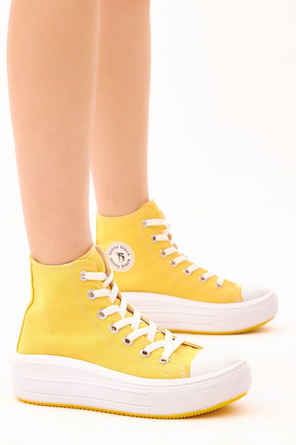 Tonny Black Tonny Black Women's Yellow Comfortable Fit Thick Soled Long Sneakers.