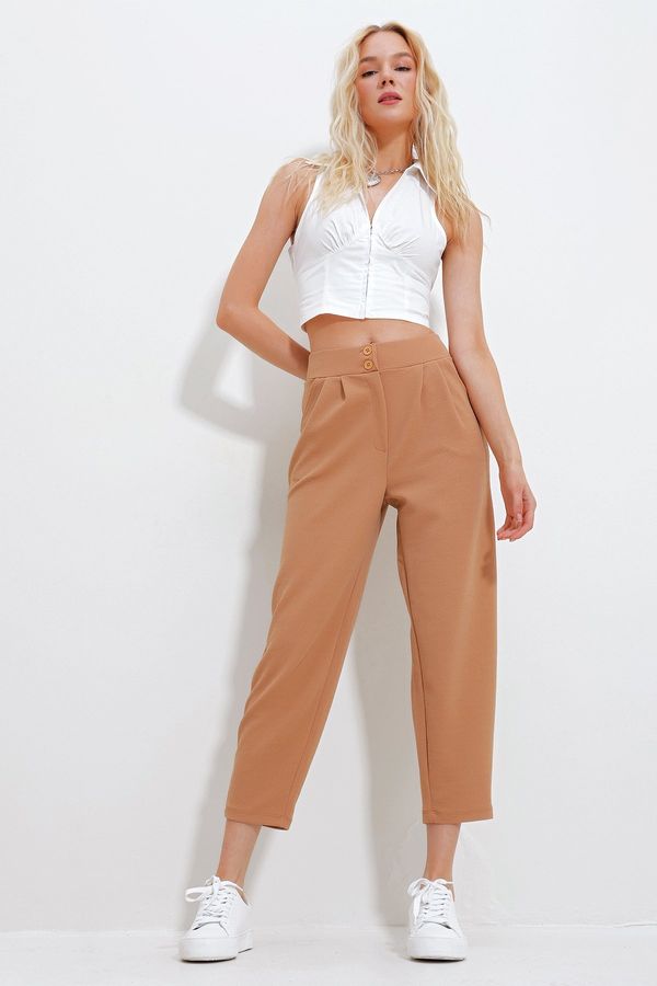 Trend Alaçatı Stili Trend Alaçatı Stili Women's Biscuit High Waist Carrot Trousers