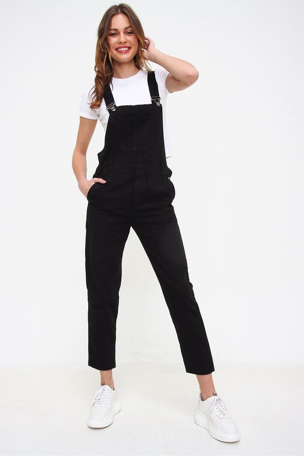 Trend Alaçatı Stili Trend Alaçatı Stili Women's Black Denim Gardener Salopet