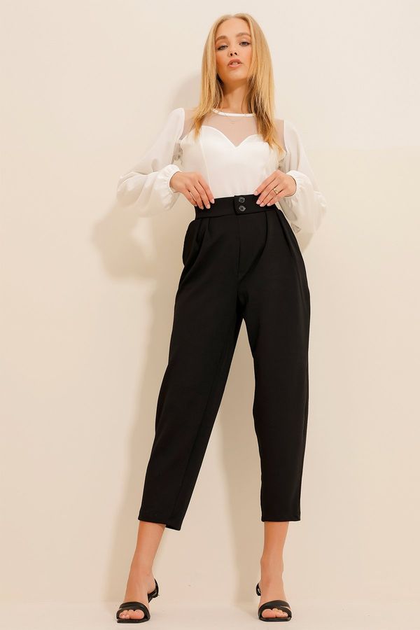 Trend Alaçatı Stili Trend Alaçatı Stili Women's Black High Waist Carrot Trousers