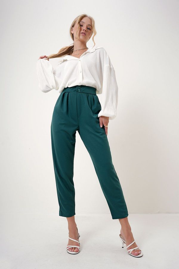 Trend Alaçatı Stili Trend Alaçatı Stili Women's Walnut Green High Waist Carrot Pants