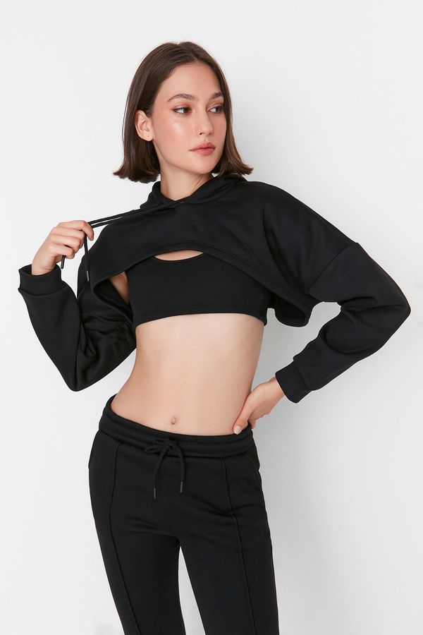 Trendyol Trendyol 3-Pack Black Crop Sweatshirt, Sports Bra and Sweatpants Sports Suit