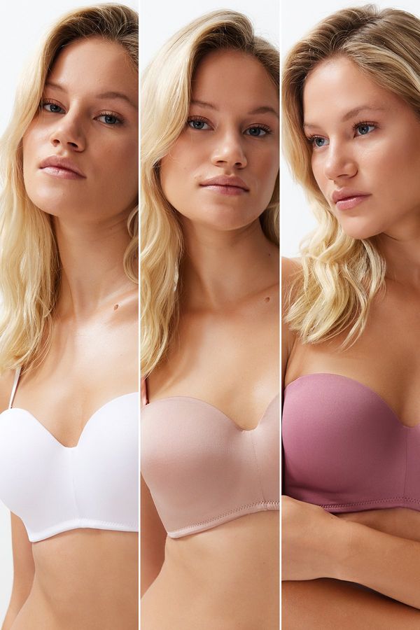 Trendyol Trendyol 3-Pack Multi Color Polyamide Covered Underwire Strapless Knitted Bra