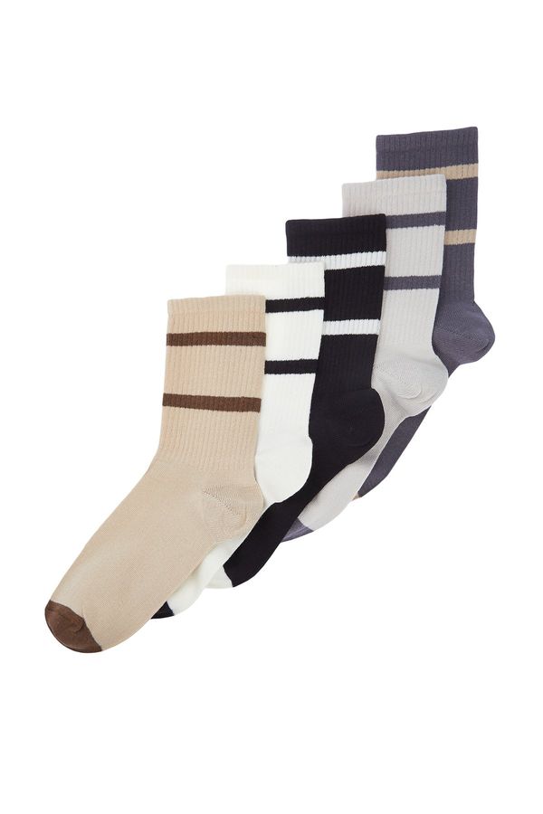 Trendyol Trendyol 5-Pack Multi Color Cotton Striped College-Tennis-Mid-Length Socks