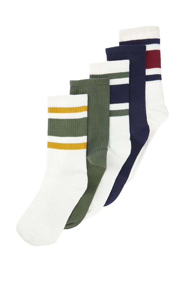 Trendyol Trendyol 5-Pack Multi Color Cotton Striped College-Tennis-Mid-Length Socks