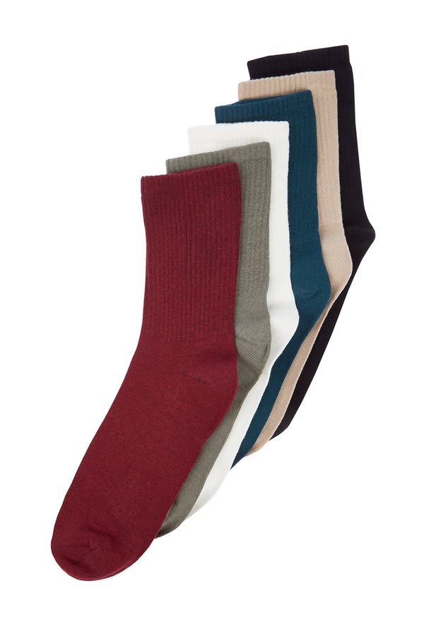 Trendyol Trendyol 6-Pack Multi Color Cotton Solid Color College Socks