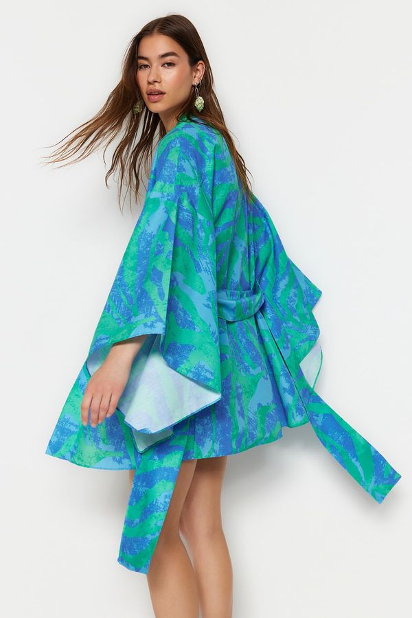 Trendyol Trendyol Abstract Patterned Belted Mini Woven Kimono & Kaftan