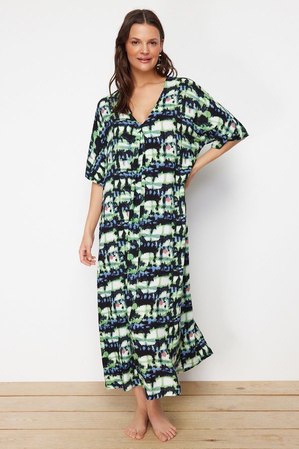 Trendyol Trendyol Abstract Patterned Wide Fit Midi Woven Beach Dress