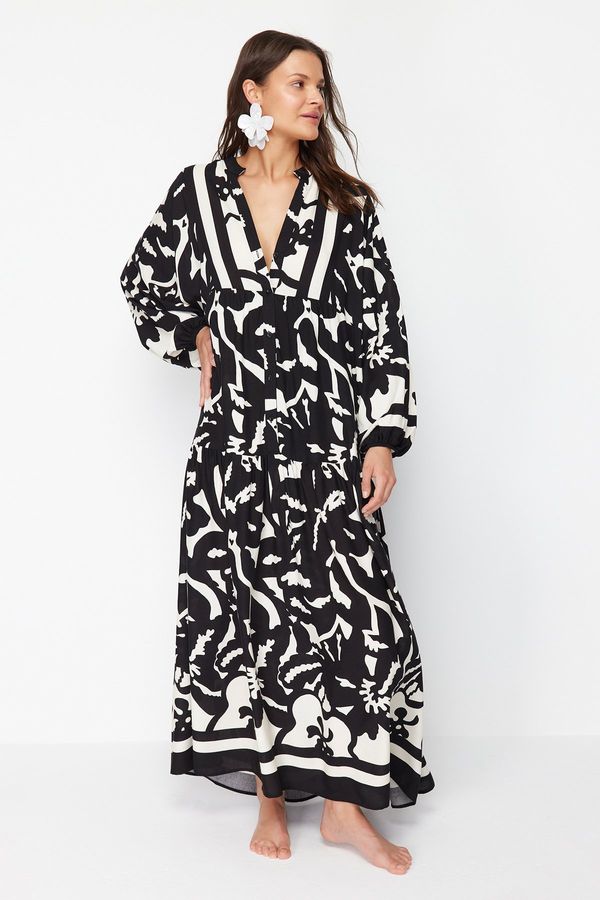 Trendyol Trendyol Abstract Patterned Wide Mold Maxi Woven Beach Dress