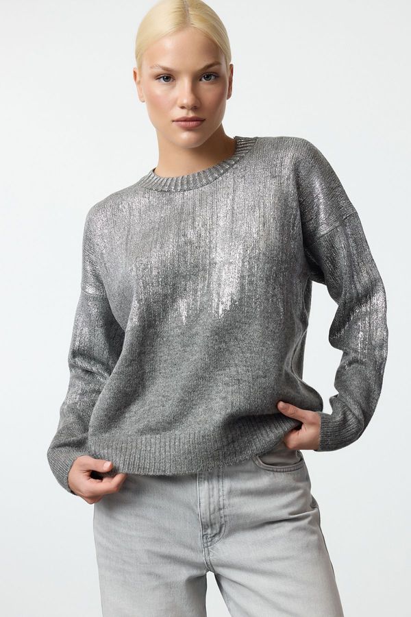 Trendyol Trendyol Anthracite Crew Neck Basic Knitwear Sweater