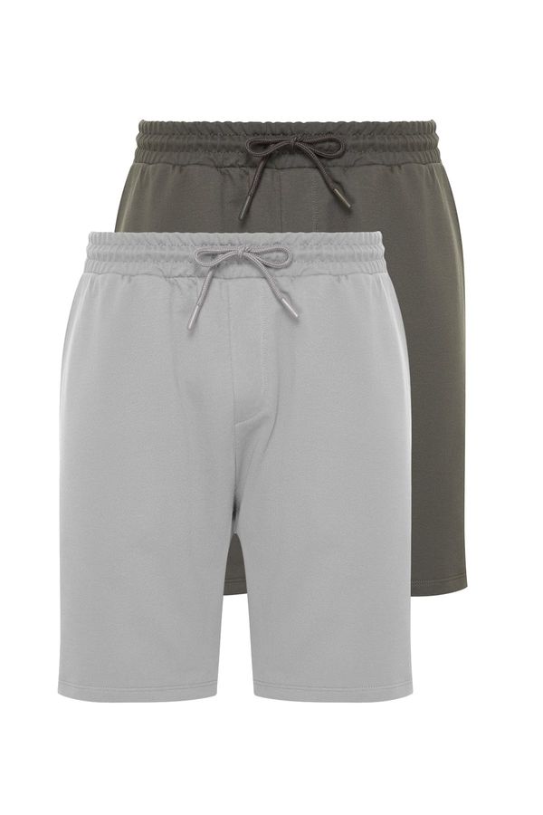 Trendyol Trendyol Anthracite-Grey 2 Pack Regular 100% Cotton Comfortable Shorts