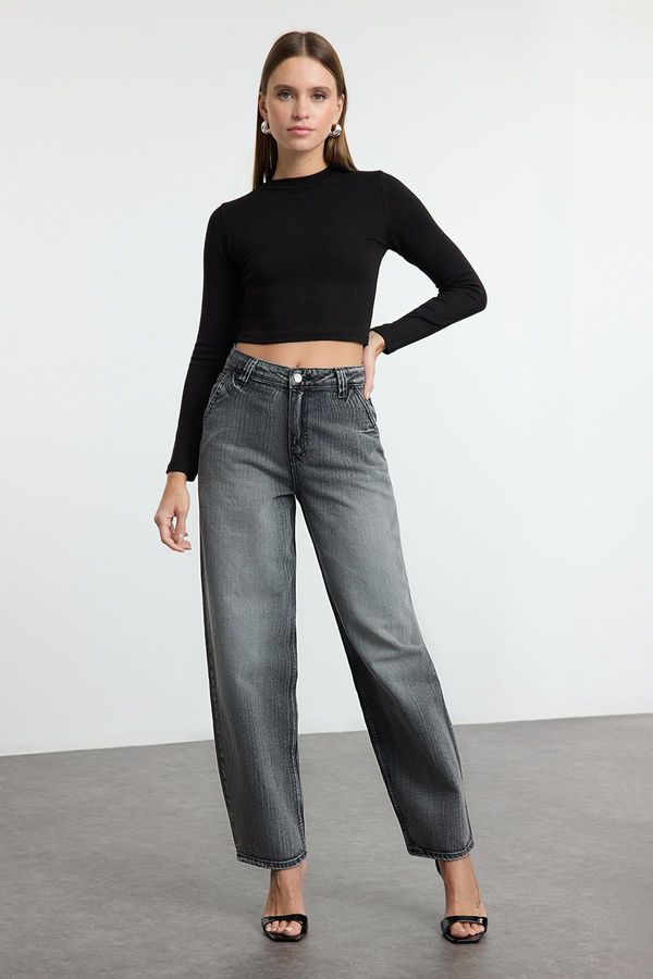 Trendyol Trendyol Anthracite High Waist Skater Baggy Jeans