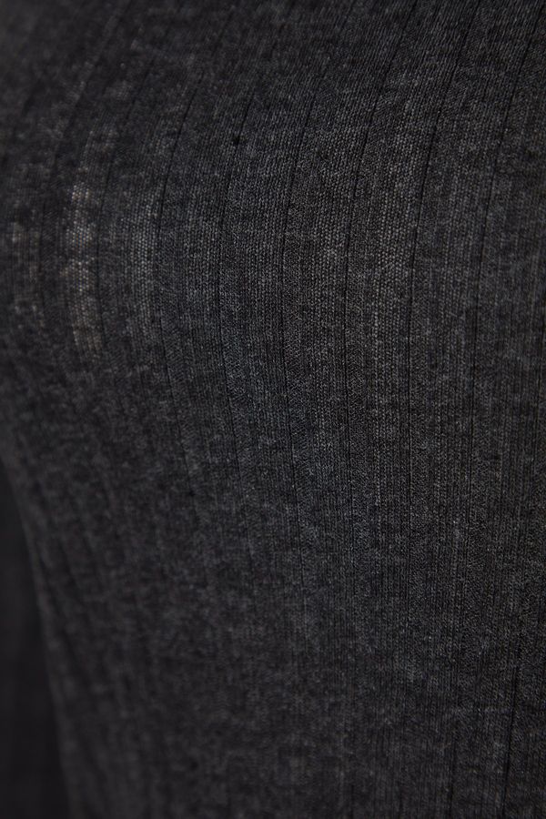 Trendyol Trendyol Anthracite Melange Lettuce Detailed Corded Cotton Tshirt-Pants Knitted Pajama Set
