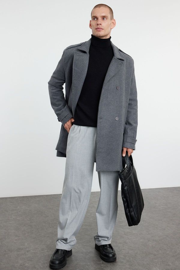 Trendyol Trendyol Anthracite Men's Regular Fit Winter Wool Blend Cashew Coat