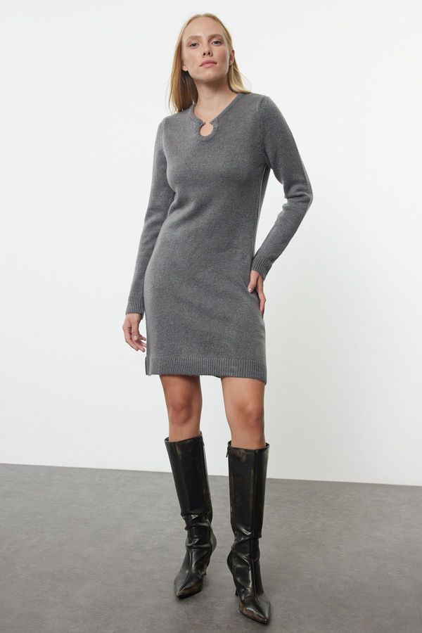 Trendyol Trendyol Anthracite Mini Knit Soft Texture Dress