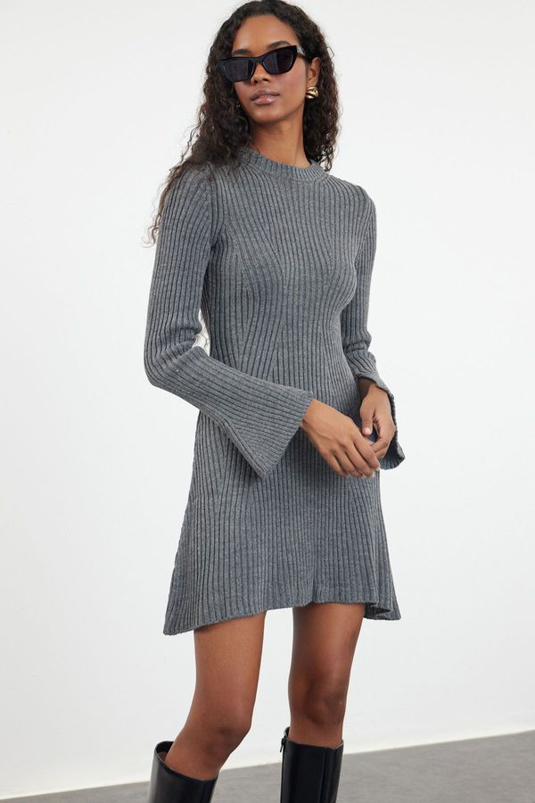 Trendyol Trendyol Anthracite Mini Knitwear A-Line Form Dress