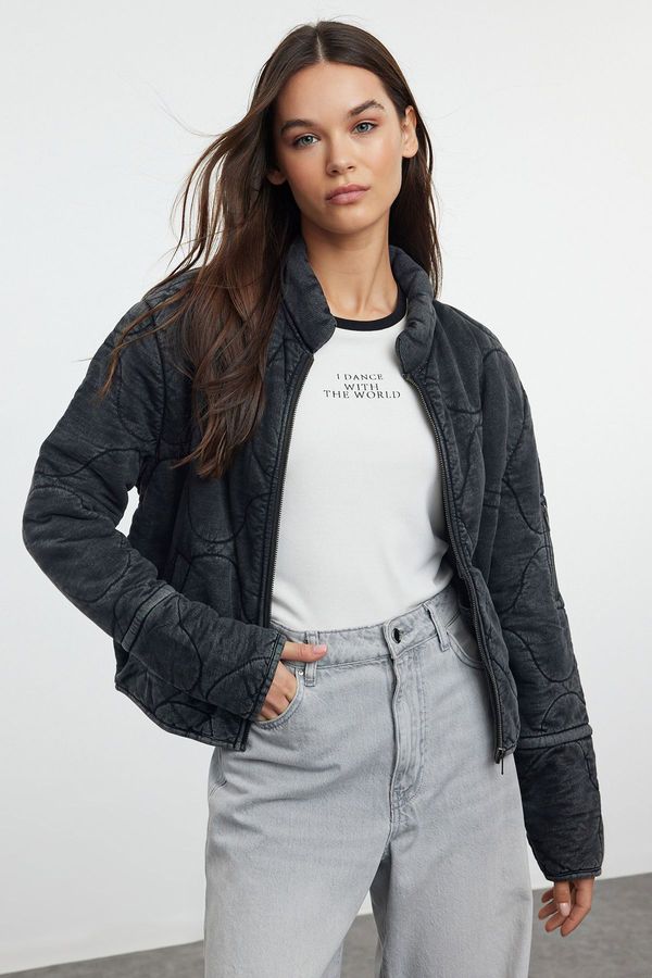 Trendyol Trendyol Anthracite Oversize Cotton Quilted Puffer Jacket