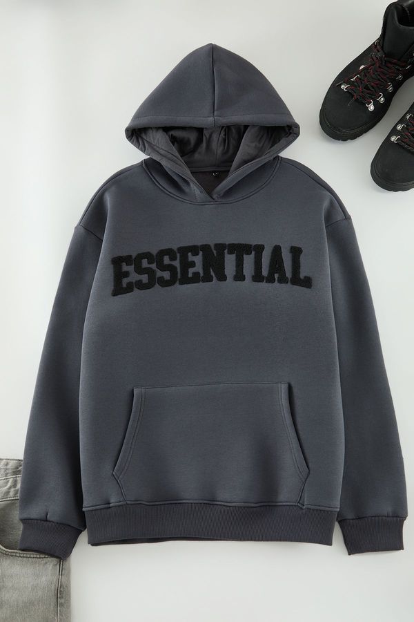 Trendyol Trendyol Anthracite Oversize/Wide Cut Fleece Inside/Warm Sweatshirt