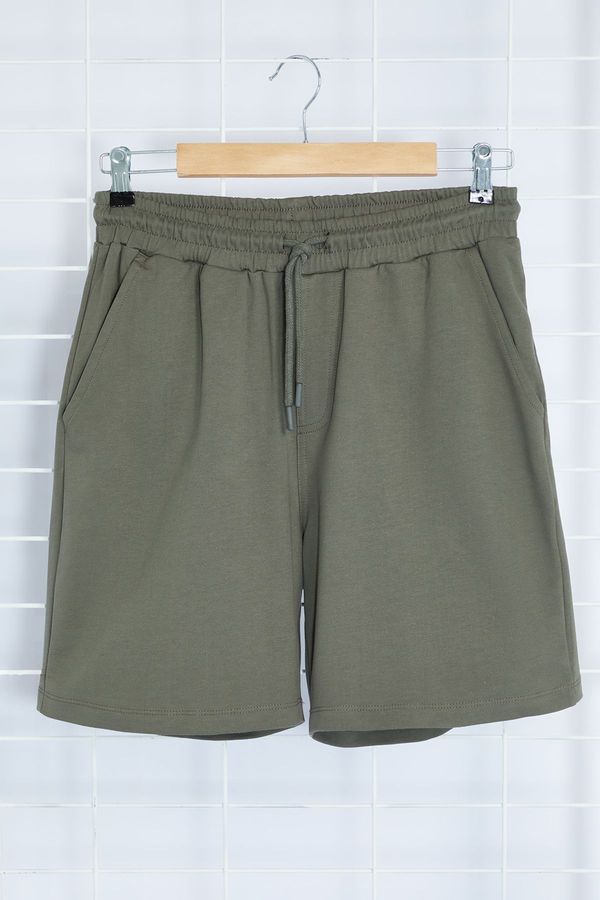 Trendyol Trendyol Anthracite Regular Cut More Sustainable 100% Cotton Shorts & Bermudas with Contrast Stitching Detail
