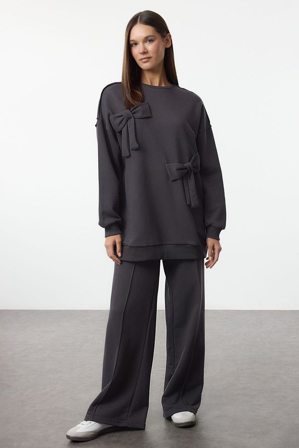 Trendyol Trendyol Anthracite Ribbon Detailed Oversize Tracksuit