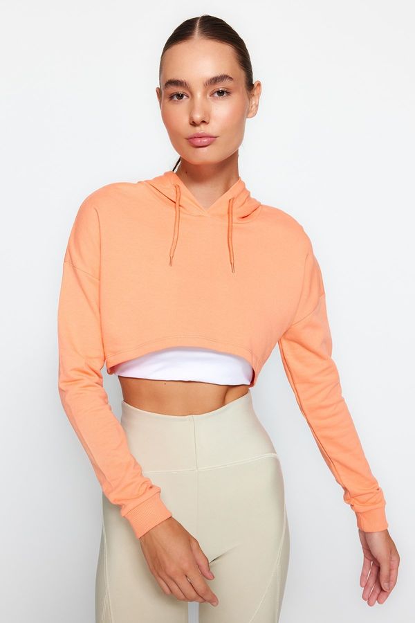 Trendyol Trendyol Apricot Super Crop Hooded Sports Sweatshirt