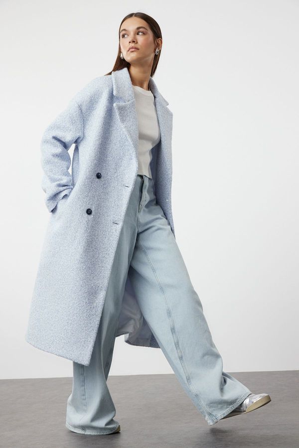 Trendyol Trendyol Baby Blue Oversize Wide Cut Plush Coat