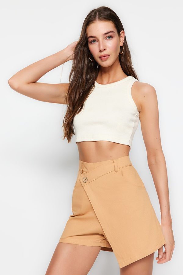 Trendyol Trendyol Beige Asymmetric Closure Woven Short Skirt