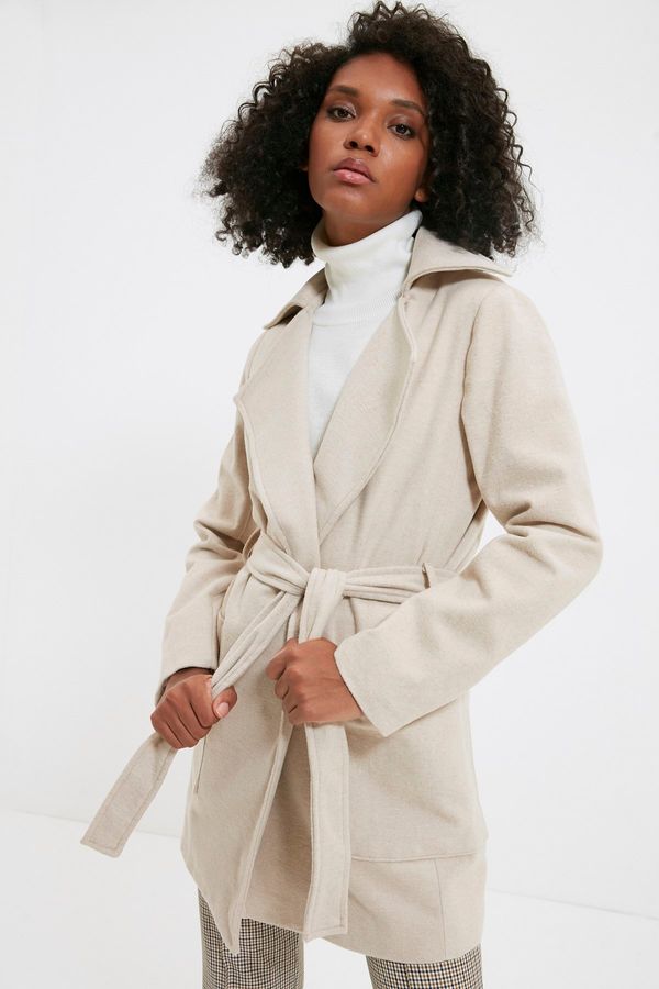 Trendyol Trendyol Beige Belted Woolen Cachet Coat