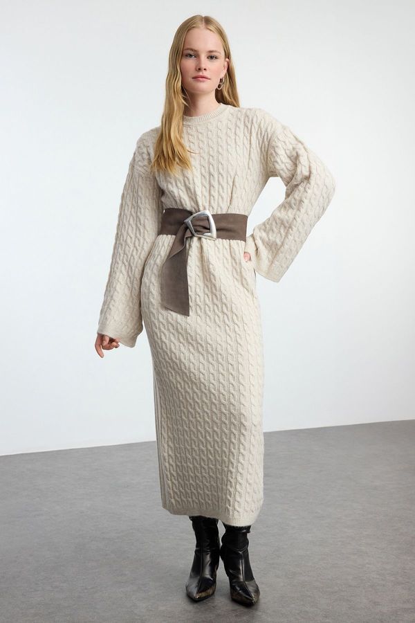 Trendyol Trendyol Beige Braided Knitwear Dress