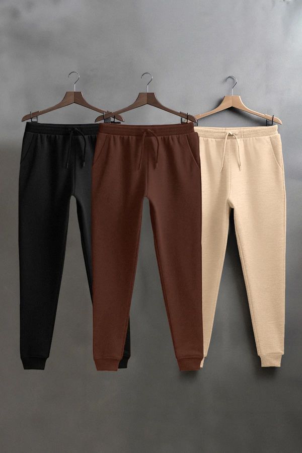 Trendyol Trendyol Beige-Brown-Black 3-Pack Sweatpants