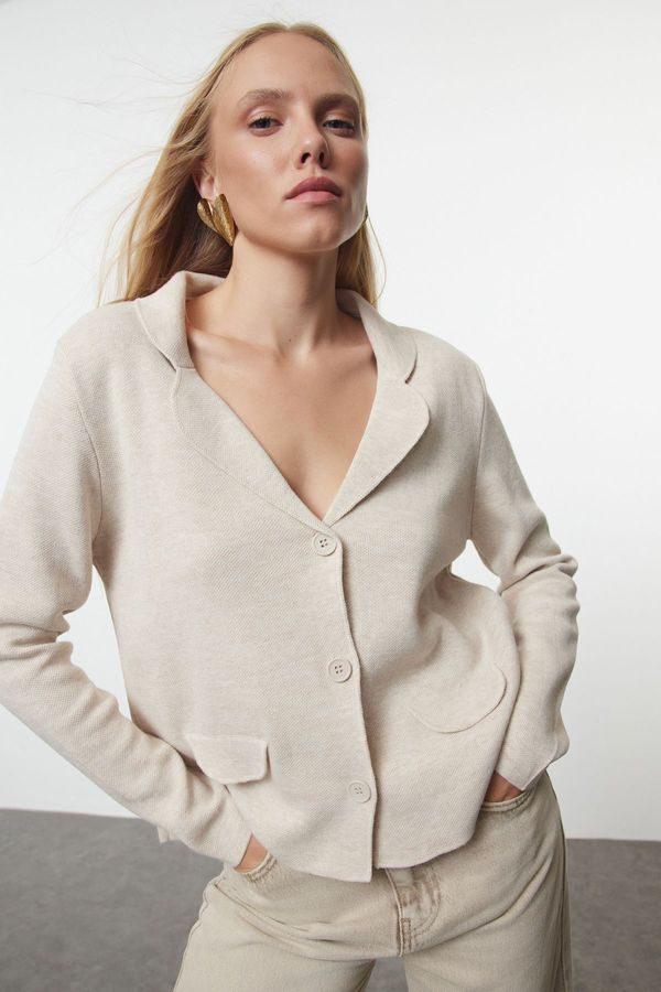 Trendyol Trendyol Beige Jacket Look Knitwear Cardigan