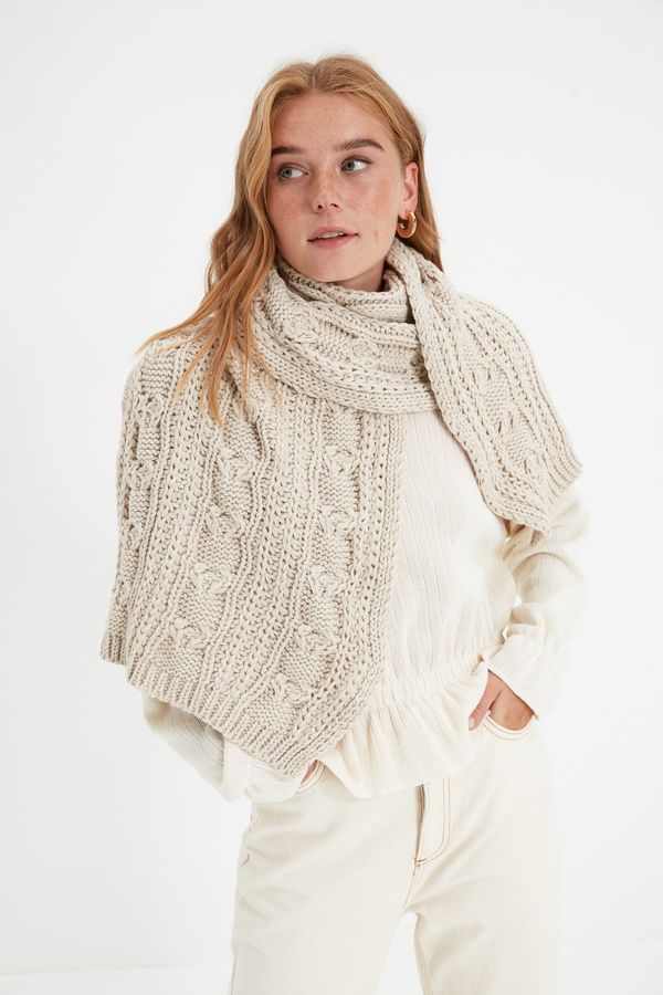 Trendyol Trendyol Beige Knitted Detailed Knitwear Scarf