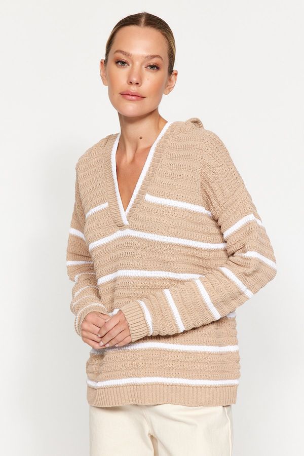 Trendyol Trendyol Beige More Sustainable Striped Knitwear Sweater