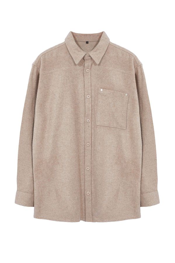 Trendyol Trendyol Beige Oversize Fit Cachet Winter Shirt