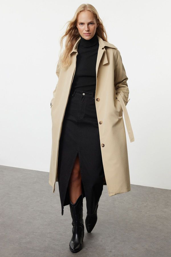 Trendyol Trendyol Beige Oversize Long Trench Coat