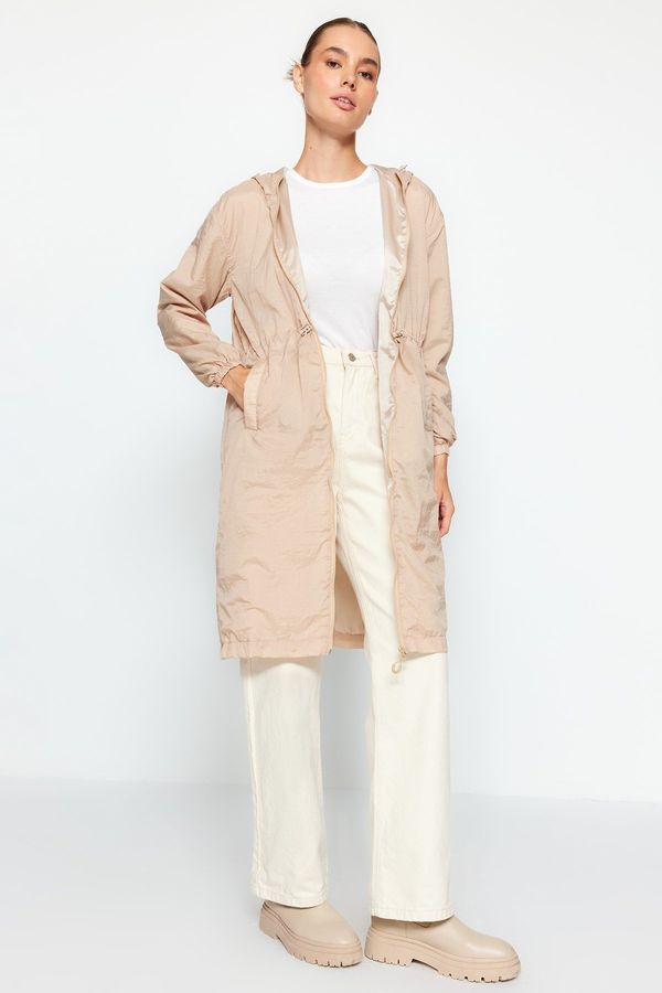 Trendyol Trendyol Beige Oversized Hooded Water-Repellent Raincoat