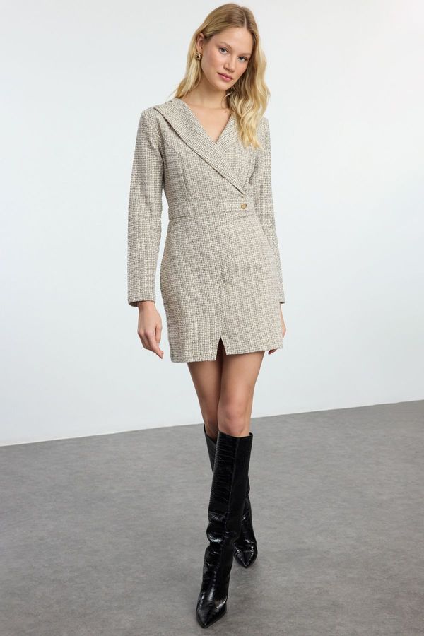 Trendyol Trendyol Beige Plaid / Checkered Woven Dress