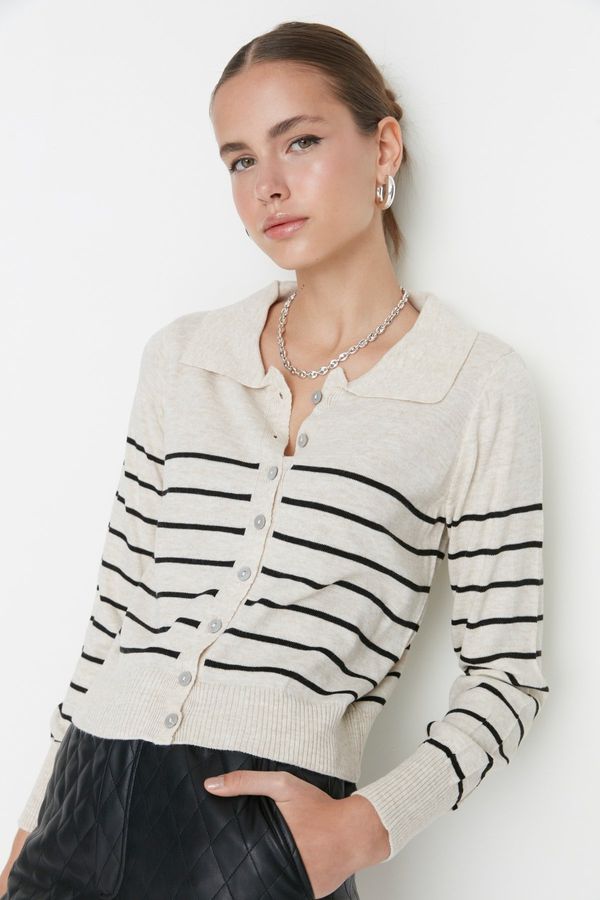 Trendyol Trendyol Beige Polo Neck Knitwear Cardigan