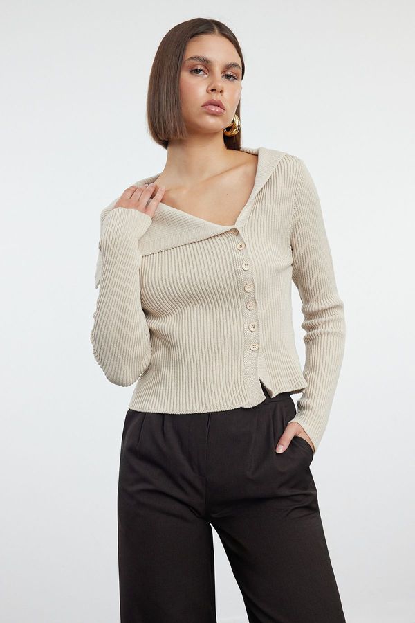 Trendyol Trendyol Beige Premium Yarn Knitwear Cardigan