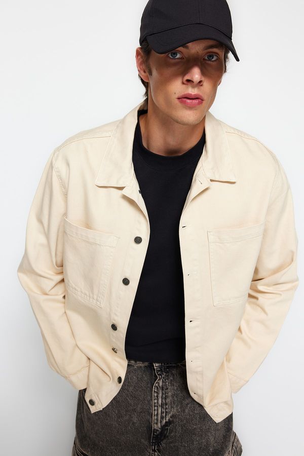 Trendyol Trendyol Beige Regular Fit Double Pocket Denim Jacket