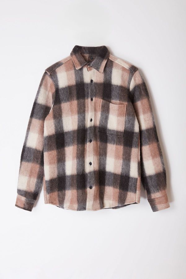 Trendyol Trendyol Beige Regular Fit Winter Checkered Lumberjack Shirt Jacket